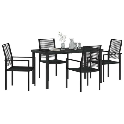 Set da Pranzo per Giardino 5 pcs Nero Rattan in PVC - homemem39