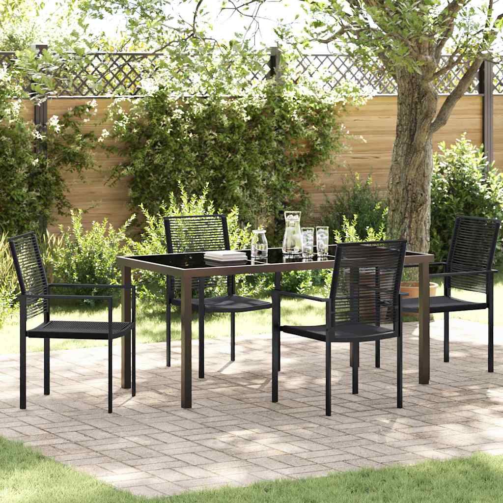 Set da Pranzo per Giardino 5 pcs Nero Rattan in PVC - homemem39