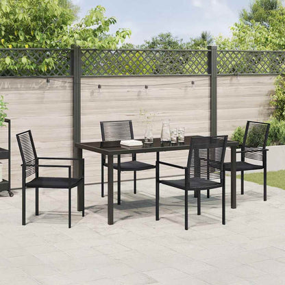 Set da Pranzo per Giardino 5 pcs Nero Rattan in PVC - homemem39