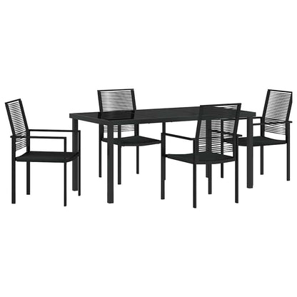 Set da Pranzo per Giardino 5 pcs Nero Rattan in PVC - homemem39