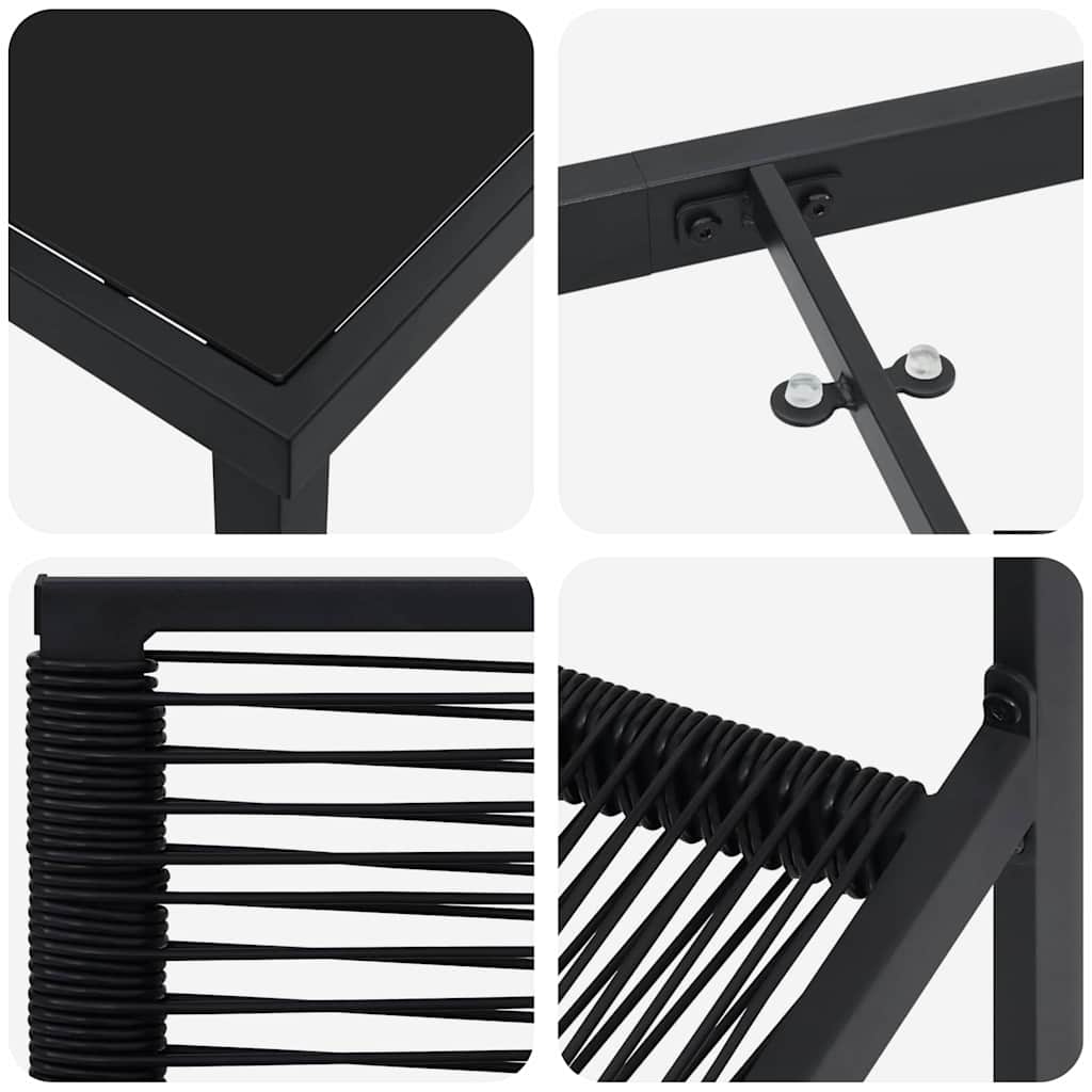 Set da Pranzo per Giardino 7 pcs Nero Rattan in PVC - homemem39