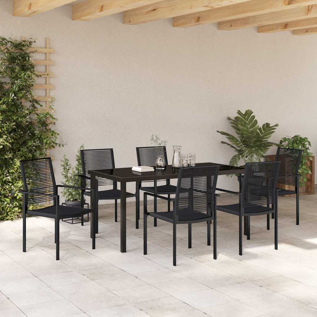 Set da Pranzo per Giardino 7 pcs Nero Rattan in PVC - homemem39