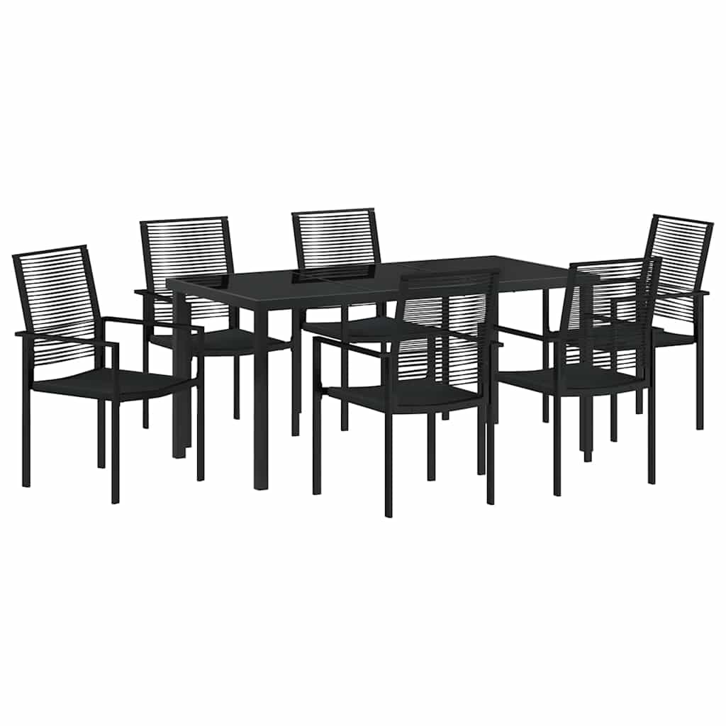 Set da Pranzo per Giardino 7 pcs Nero Rattan in PVC - homemem39