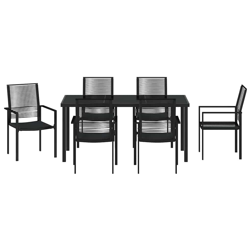 Set da Pranzo per Giardino 7 pcs Nero Rattan in PVC - homemem39