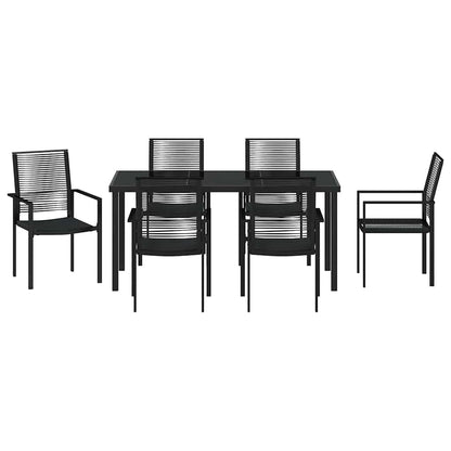 Set da Pranzo per Giardino 7 pcs Nero Rattan in PVC - homemem39