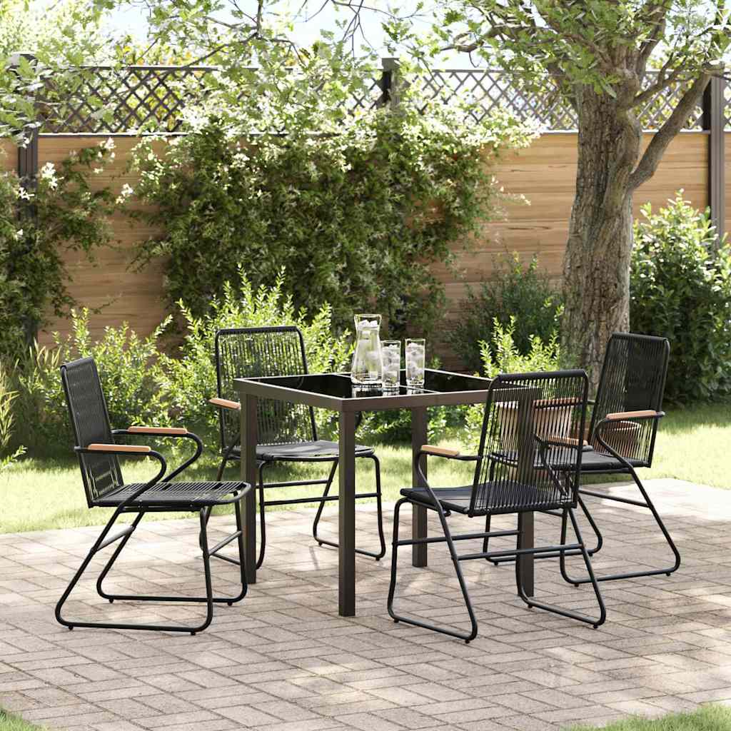 Set da Pranzo per Giardino 5 pcs Nero Rattan in PVC - homemem39