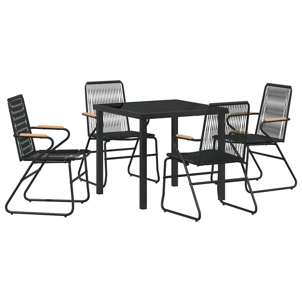Set da Pranzo per Giardino 5 pcs Nero Rattan in PVC - homemem39