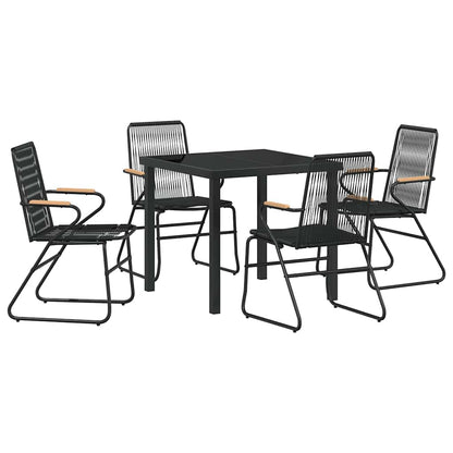 Set da Pranzo per Giardino 5 pcs Nero Rattan in PVC - homemem39