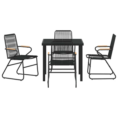 Set da Pranzo per Giardino 5 pcs Nero Rattan in PVC - homemem39