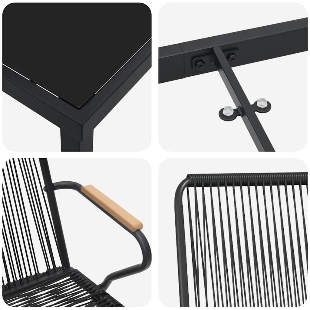 Set da Pranzo per Giardino 5 pcs Nero Rattan in PVC - homemem39