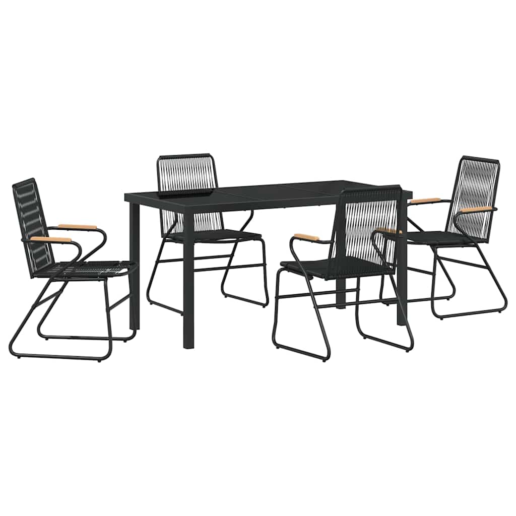 Set da Pranzo per Giardino 5 pcs Nero Rattan in PVC - homemem39