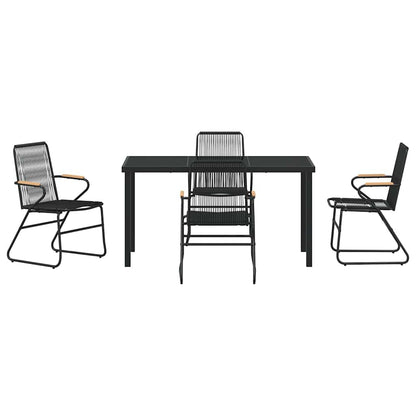 Set da Pranzo per Giardino 5 pcs Nero Rattan in PVC - homemem39