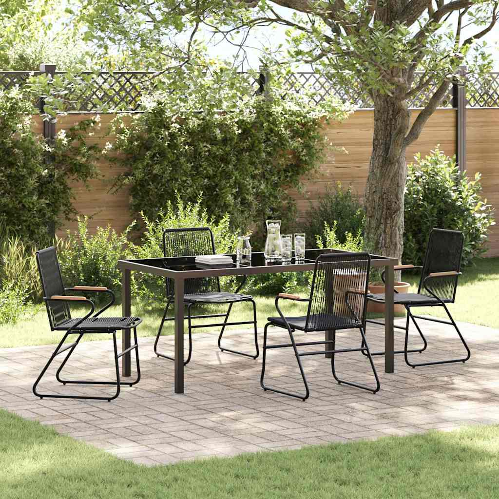 Set da Pranzo per Giardino 5 pcs Nero Rattan in PVC - homemem39