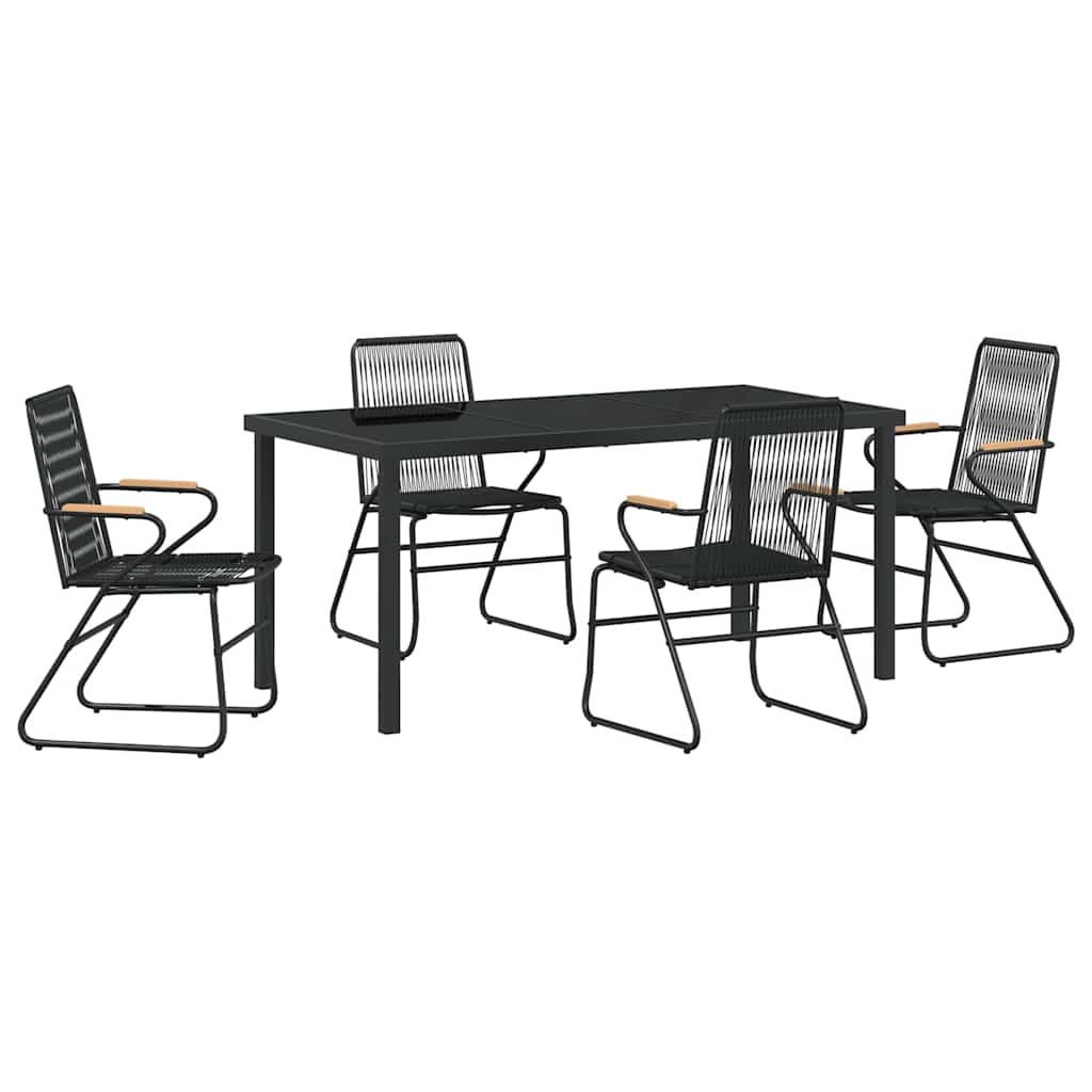 Set da Pranzo per Giardino 5 pcs Nero Rattan in PVC - homemem39