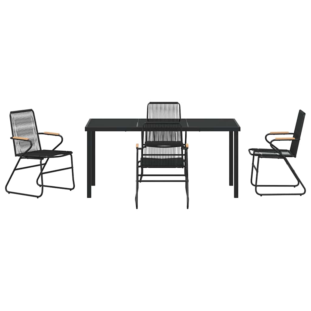 Set da Pranzo per Giardino 5 pcs Nero Rattan in PVC - homemem39