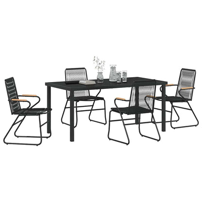 Set da Pranzo per Giardino 5 pcs Nero Rattan in PVC - homemem39
