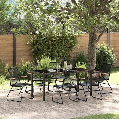 Set da Pranzo per Giardino 7 pcs Nero Rattan in PVC - homemem39