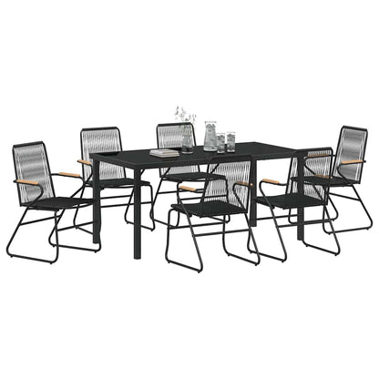 Set da Pranzo per Giardino 7 pcs Nero Rattan in PVC - homemem39