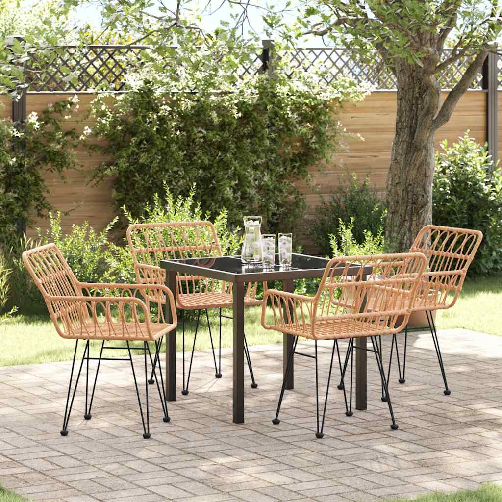Set da Pranzo per Giardino 5 pcs Marrone Poly Rattan - homemem39