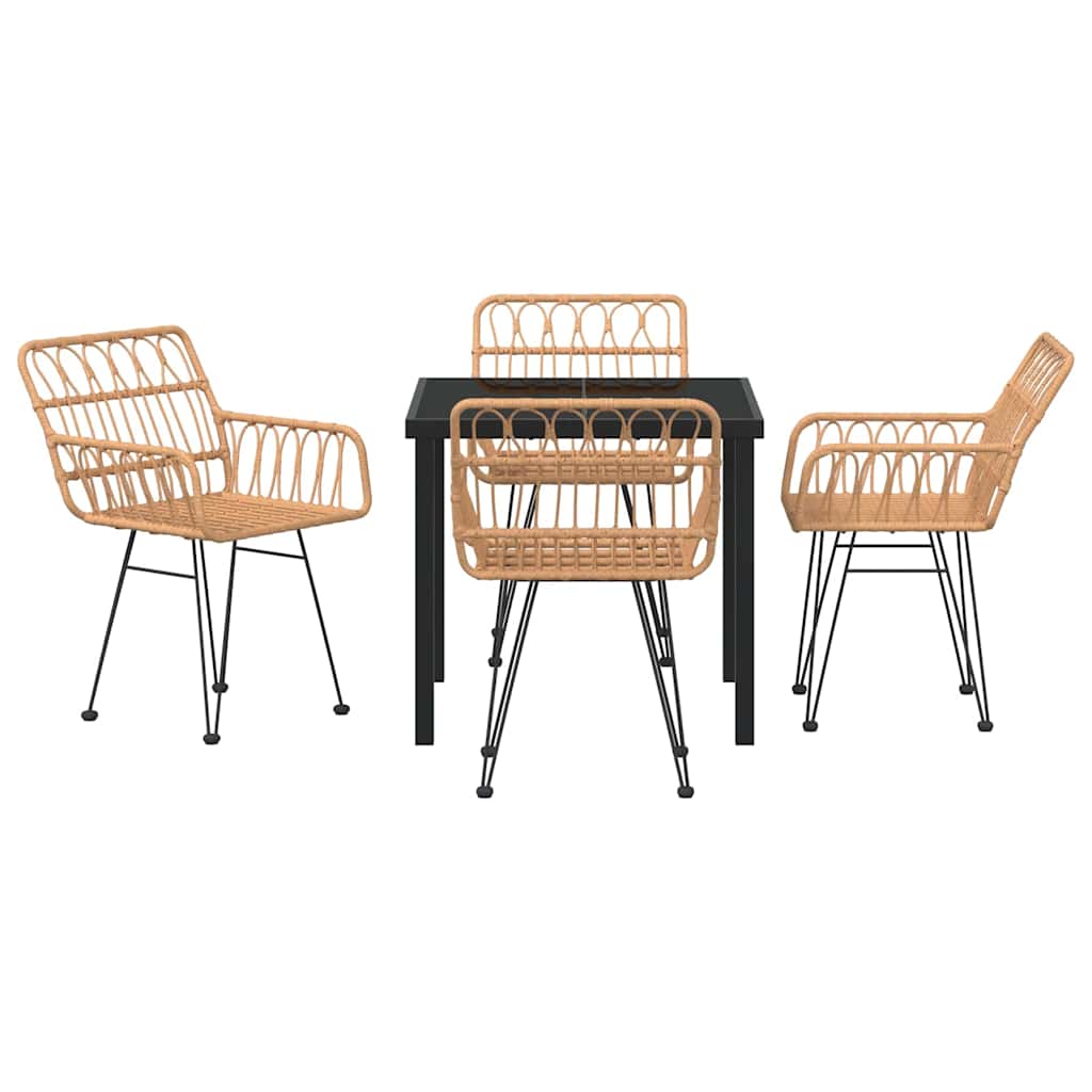 Set da Pranzo per Giardino 5 pcs Marrone Poly Rattan - homemem39