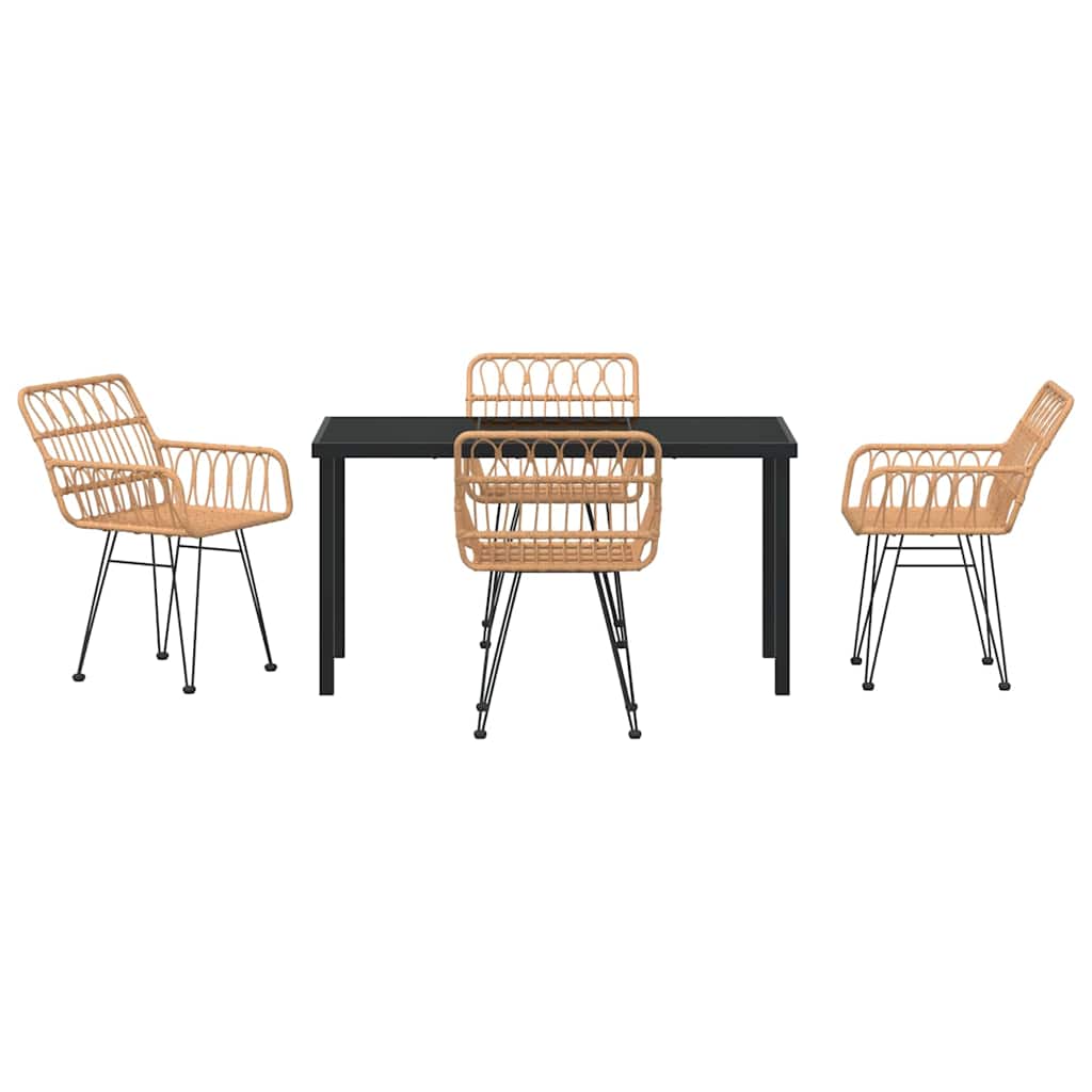 Set da Pranzo per Giardino 5 pcs Marrone Poly Rattan - homemem39