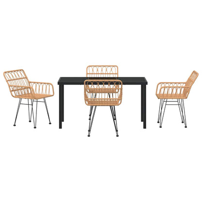 Set da Pranzo per Giardino 5 pcs Marrone Poly Rattan - homemem39