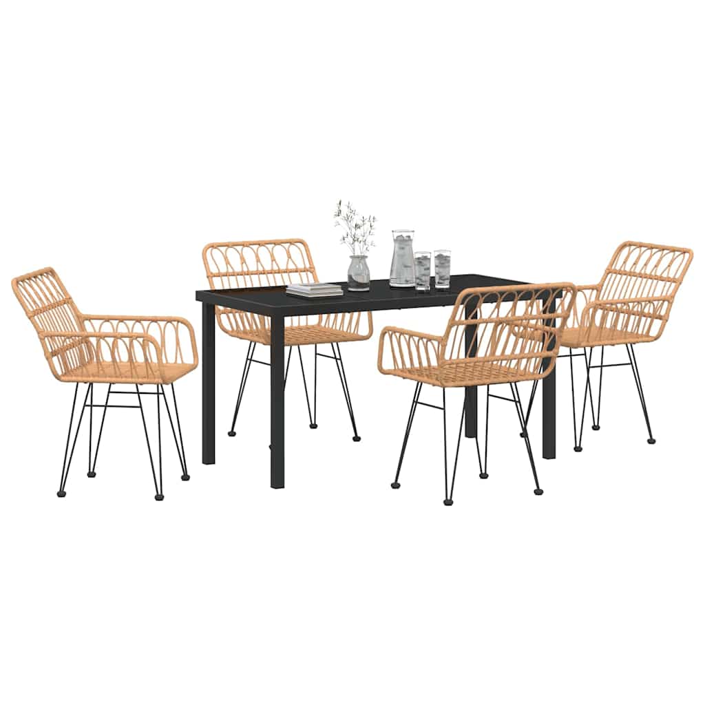 Set da Pranzo per Giardino 5 pcs Marrone Poly Rattan - homemem39