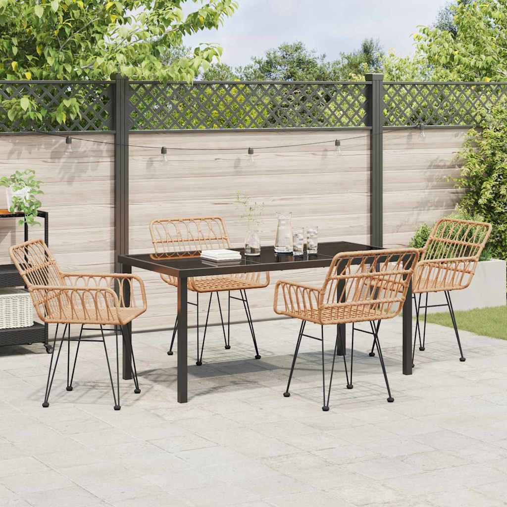 Set da Pranzo per Giardino 5 pcs Marrone Poly Rattan - homemem39