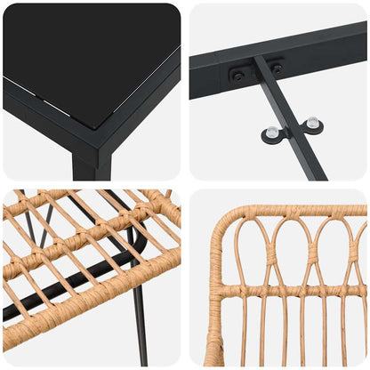 Set da Pranzo per Giardino 7 pcs Marrone Poly Rattan - homemem39