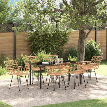 Set da Pranzo per Giardino 7 pcs Marrone Poly Rattan - homemem39