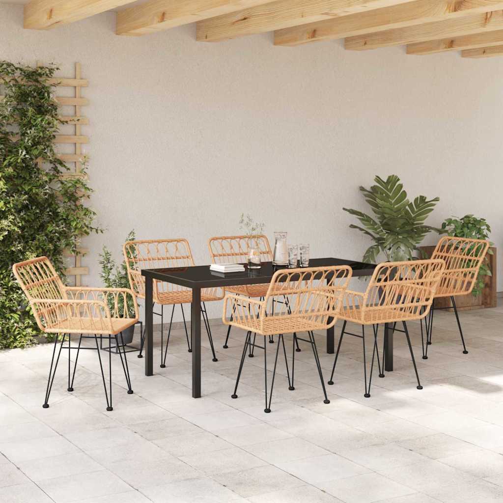 Set da Pranzo per Giardino 7 pcs Marrone Poly Rattan - homemem39