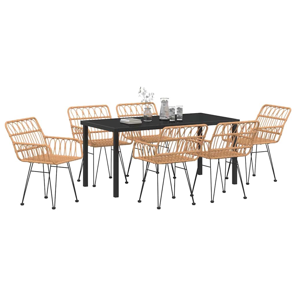 Set da Pranzo per Giardino 7 pcs Marrone Poly Rattan - homemem39