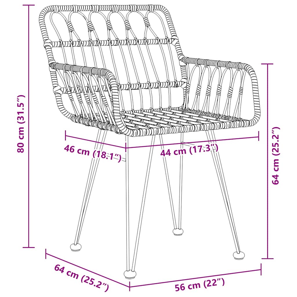 Set da Pranzo per Giardino 7 pcs Marrone | homemem39