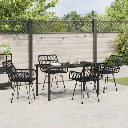 Set da Pranzo per Giardino 5 pcs Nero Poly Rattan - homemem39