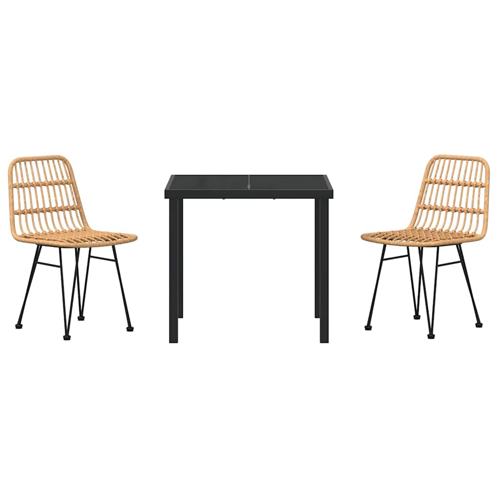 Set da Pranzo per Giardino 3 pcs Marrone Poly Rattan - homemem39