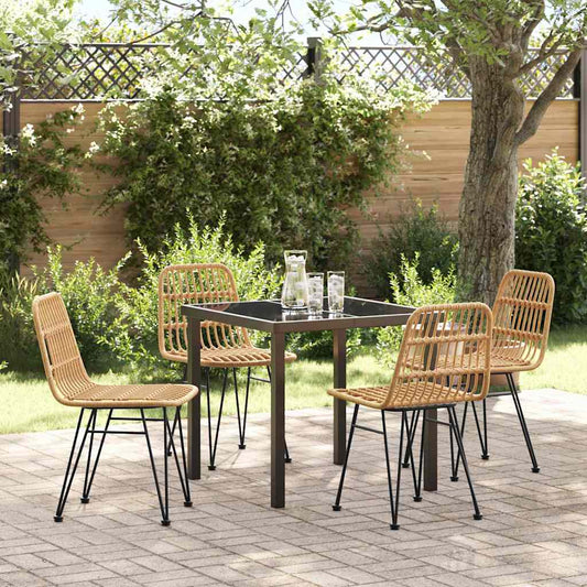 Set da Pranzo per Giardino 5 pcs Marrone Poly Rattan - homemem39