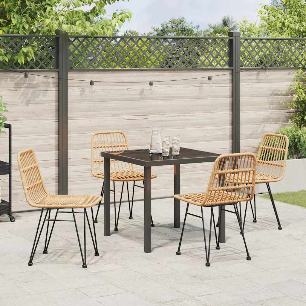 Set da Pranzo per Giardino 5 pcs Marrone Poly Rattan - homemem39