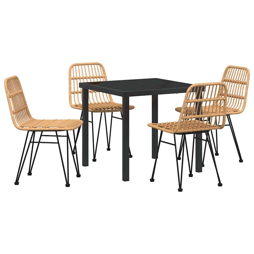 Set da Pranzo per Giardino 5 pcs Marrone Poly Rattan - homemem39