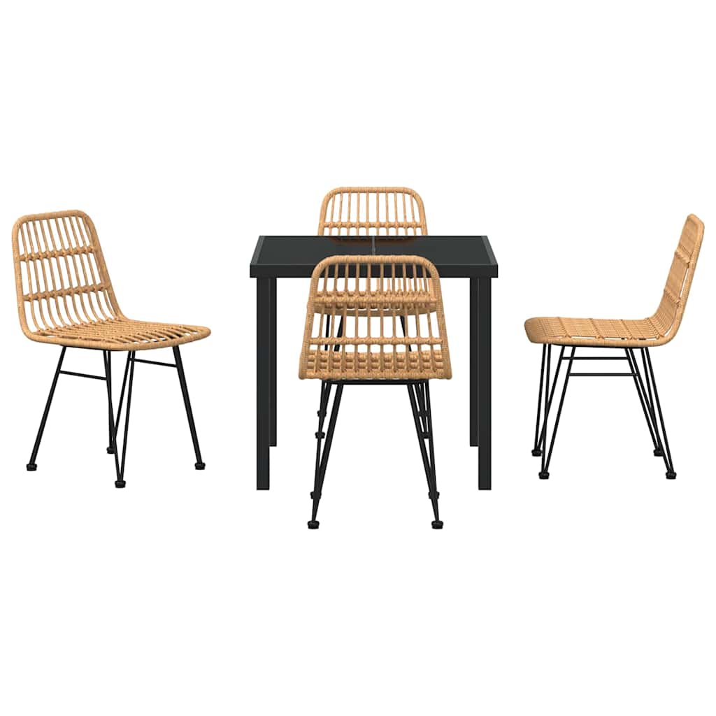 Set da Pranzo per Giardino 5 pcs Marrone Poly Rattan - homemem39