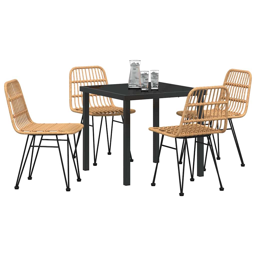 Set da Pranzo per Giardino 5 pcs Marrone Poly Rattan - homemem39