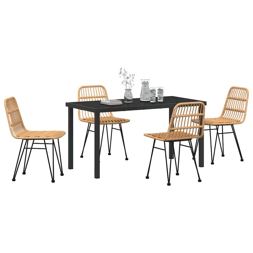Set da Pranzo per Giardino 5 pcs Marrone Poly Rattan - homemem39
