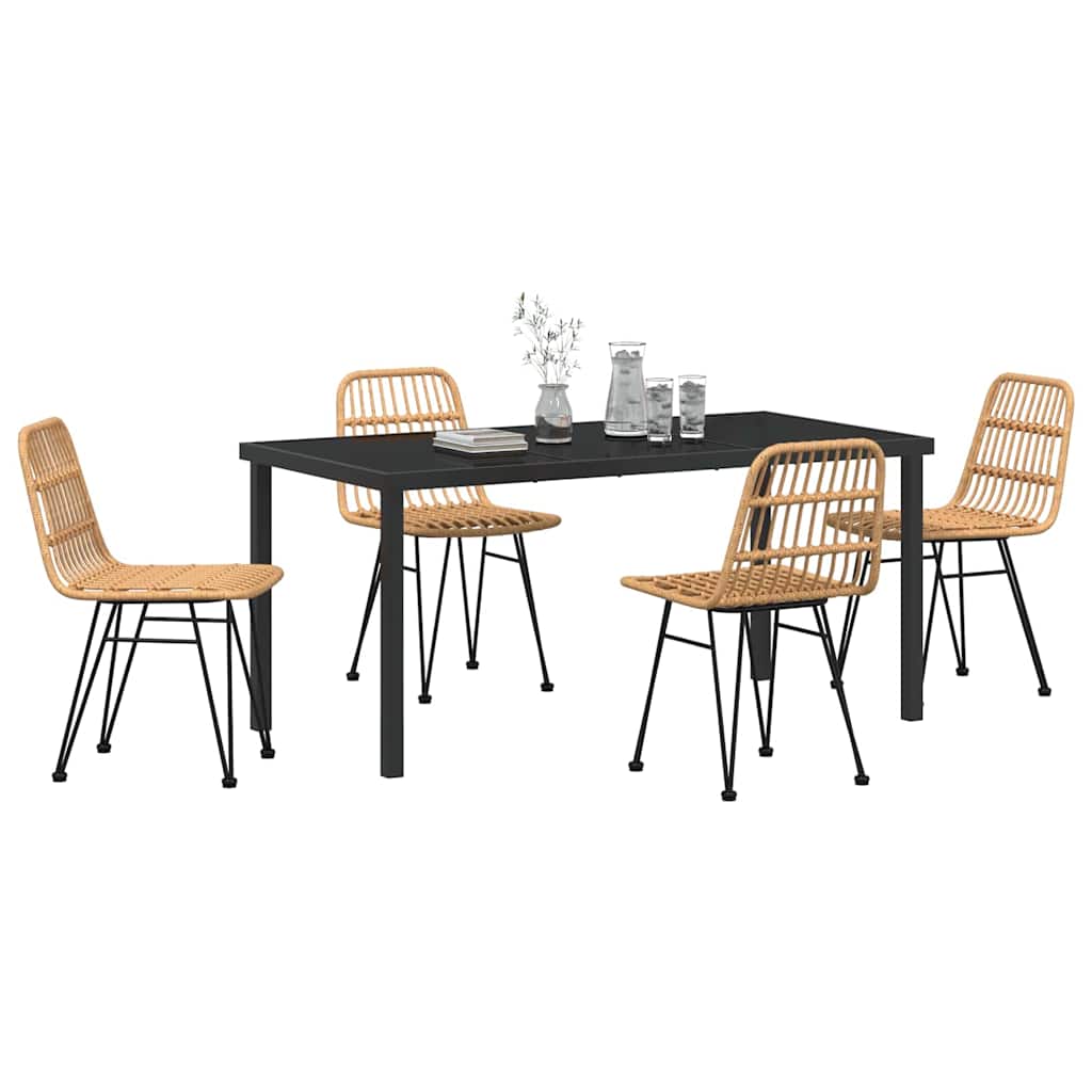 Set da Pranzo per Giardino 5 pcs Marrone Poly Rattan - homemem39