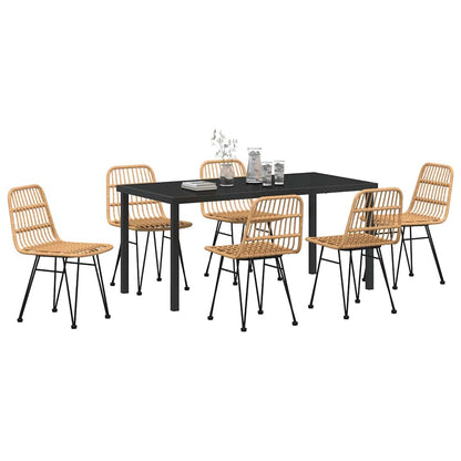 Set da Pranzo per Giardino 7 pcs Marrone Poly Rattan - homemem39