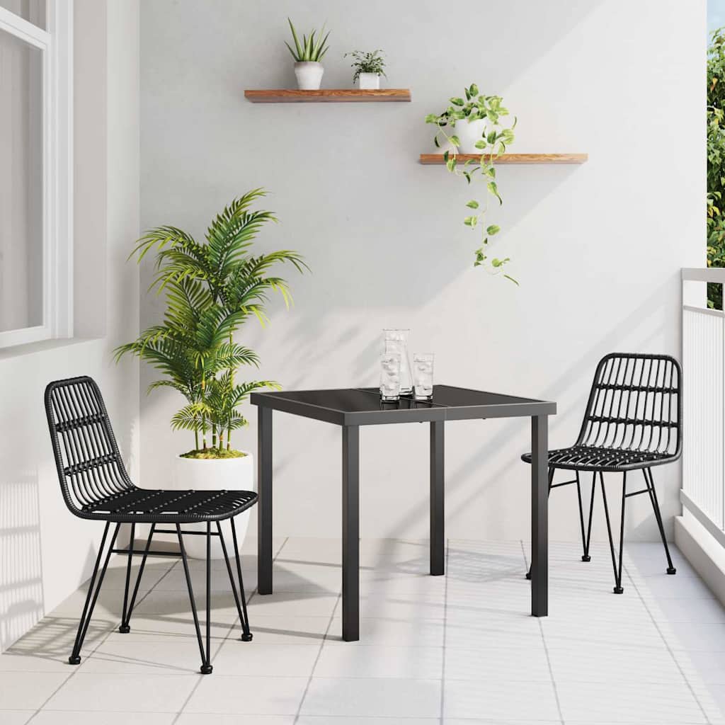 Set da Pranzo per Giardino 3 pcs Nero Poly Rattan - homemem39