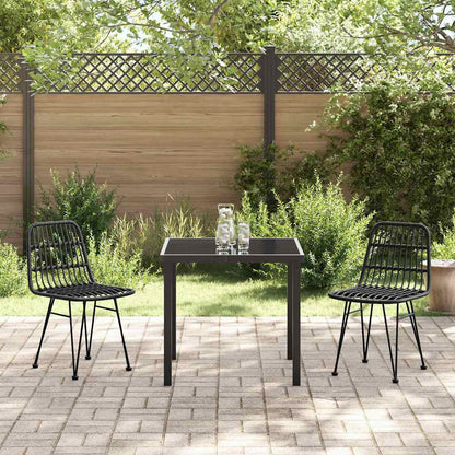 Set da Pranzo per Giardino 3 pcs Nero Poly Rattan - homemem39
