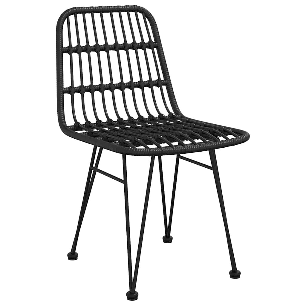 Set da Pranzo per Giardino 3 pcs Nero Poly Rattan - homemem39