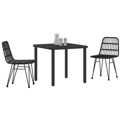 Set da Pranzo per Giardino 3 pcs Nero Poly Rattan - homemem39