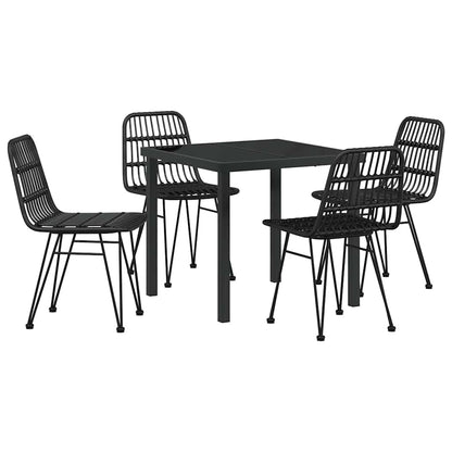 Set da Pranzo per Giardino 5 pcs Nero Poly Rattan - homemem39