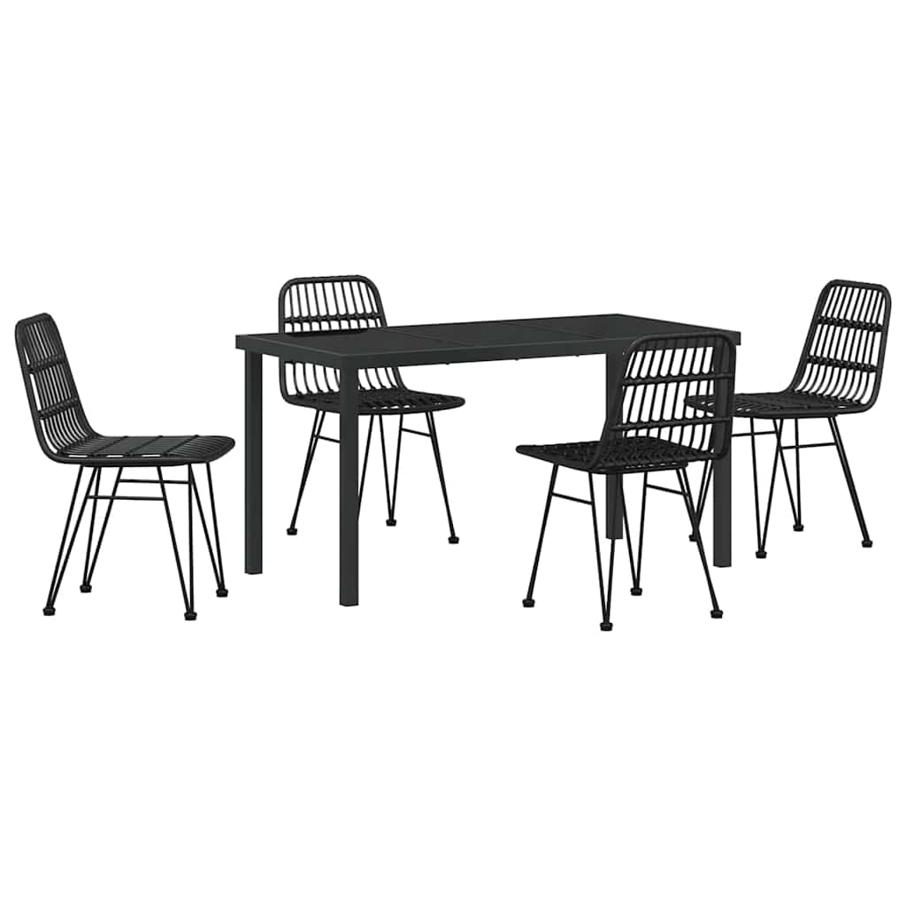 Set da Pranzo per Giardino 5 pcs Nero Poly Rattan - homemem39