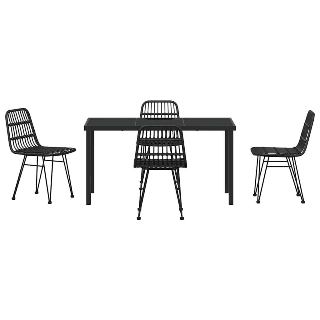 Set da Pranzo per Giardino 5 pcs Nero Poly Rattan - homemem39